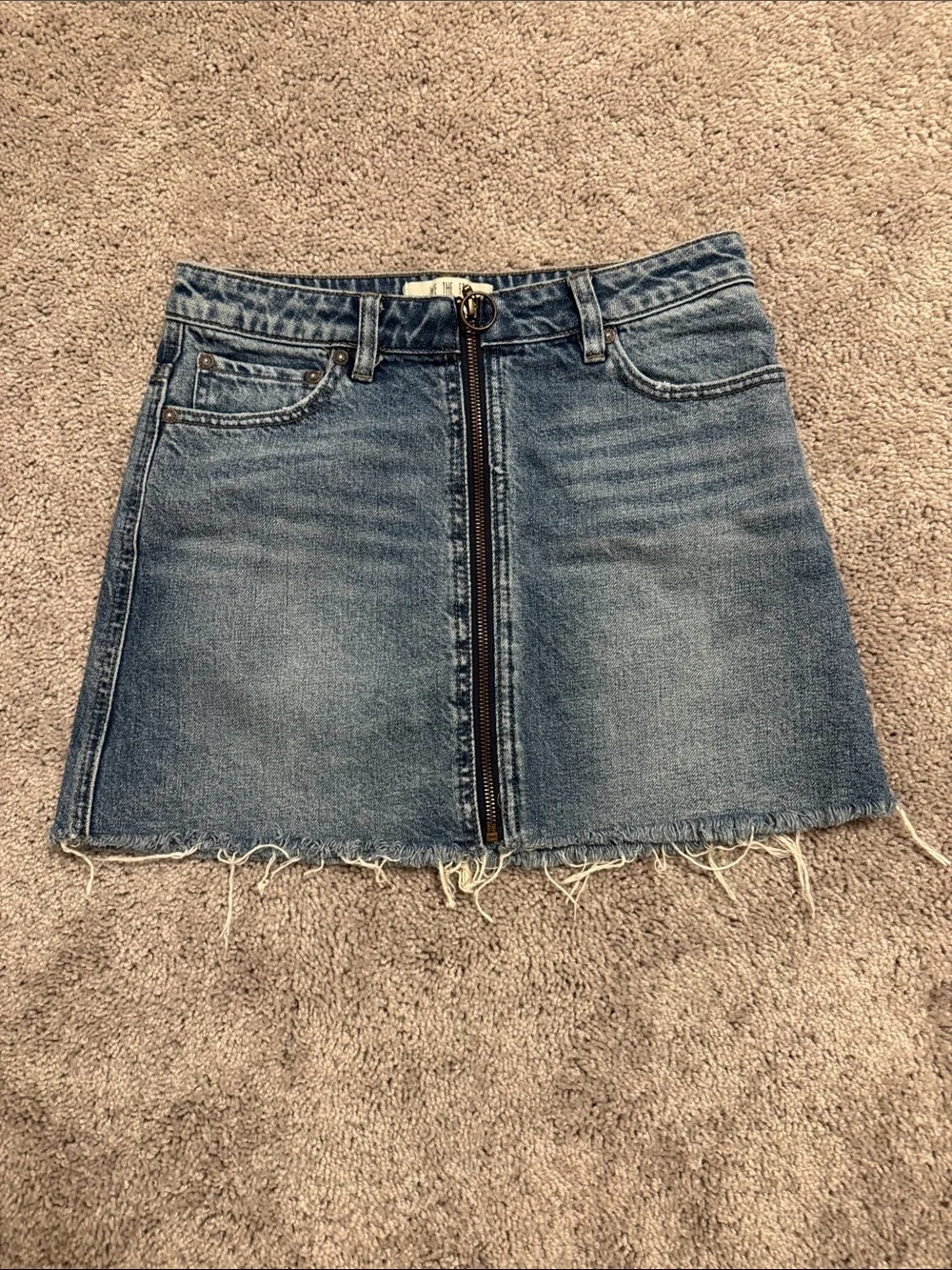 We The Free Denim Zip-Front Mini Skirt - Blue